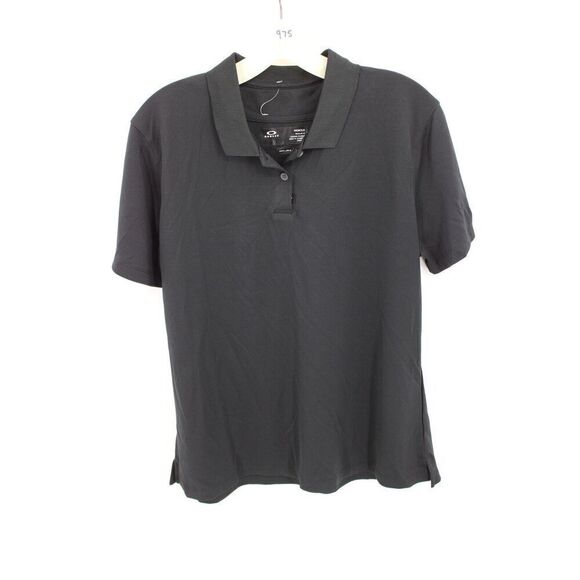 Oakley WOMEN'S Large Regular Fit Hydrolix Black Short Sleeve Golf Polo Shirt - Picture 1 of 7
